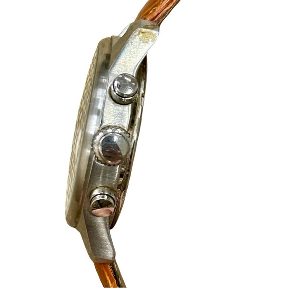 Orvis Chronograph Men’s Watch – Stainless Steel & Brown Genuine Leather Strap - Picture 3 of 10